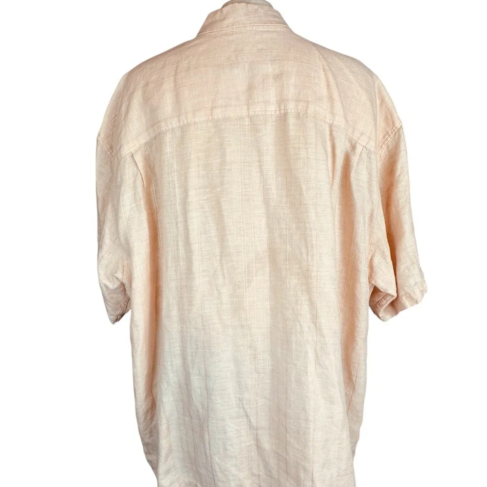 Tommy Bahama 100% Linen Peach Shirt‎ Short Sleeve Relaxed Summer Men's Size 2XL